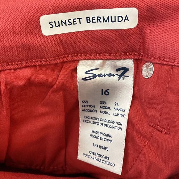 Seven 7 Women's Sunset Cuffed Bermuda Shorts Pink Berry Denim - Picture 16 of 16